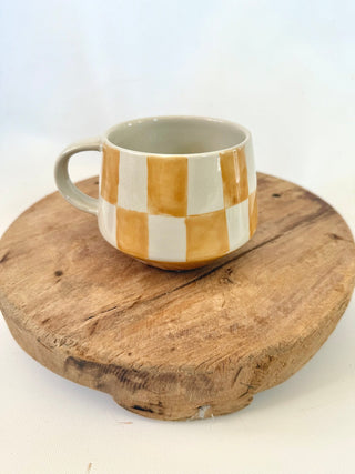Stoneware Checked Mugs - A Bushel & A Peck