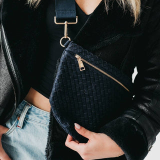 Suede Westlyn Woven Bum Bag: Suede Navy - A Bushel & A Peck