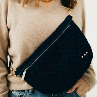 Suede Westlyn Woven Bum Bag: Suede Navy - A Bushel & A Peck
