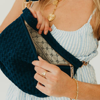 Suede Westlyn Woven Bum Bag: Suede Navy - A Bushel & A Peck