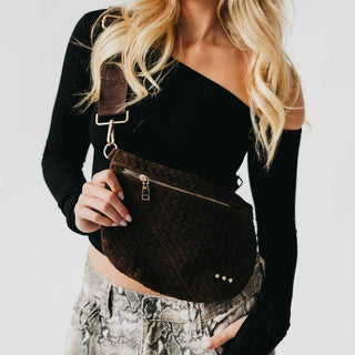 Suede Westlyn Woven Bum Bag: Suede Navy - A Bushel & A Peck