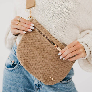 Suede Westlyn Woven Bum Bag: Suede Taupe - A Bushel & A Peck