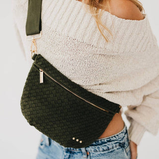 Suede Westlyn Woven Bum Bag: Suede Taupe - A Bushel & A Peck