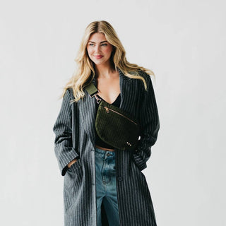 Suede Westlyn Woven Bum Bag: Suede Taupe - A Bushel & A Peck