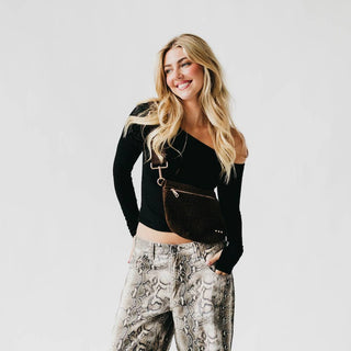 Suede Westlyn Woven Bum Bag: Suede Taupe - A Bushel & A Peck