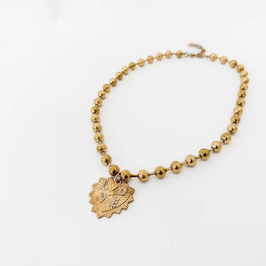 Sunburst Heart Love Pendant Necklace - WATERPROOF - A Bushel & A Peck