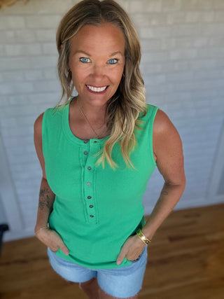 Sweet Henley Tank - Green - A Bushel & A Peck