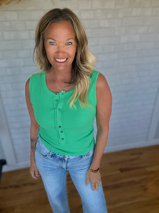 Sweet Henley Tank - Green - A Bushel & A Peck