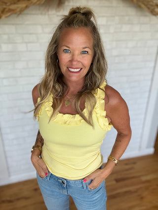 Sweet Ruffle Tank- Butter Yellow - A Bushel & A Peck