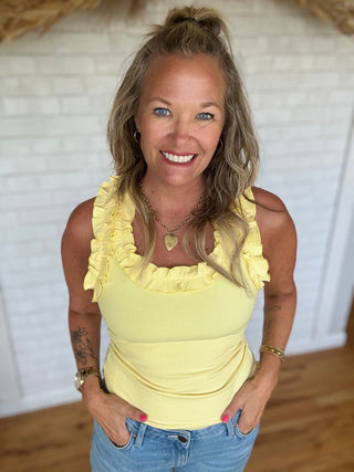 Sweet Ruffle Tank- Butter Yellow - A Bushel & A Peck