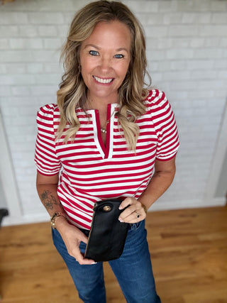 Terry Striped Top - Red - A Bushel & A Peck