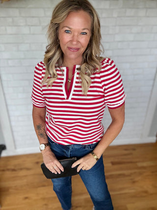 Terry Striped Top - Red - A Bushel & A Peck