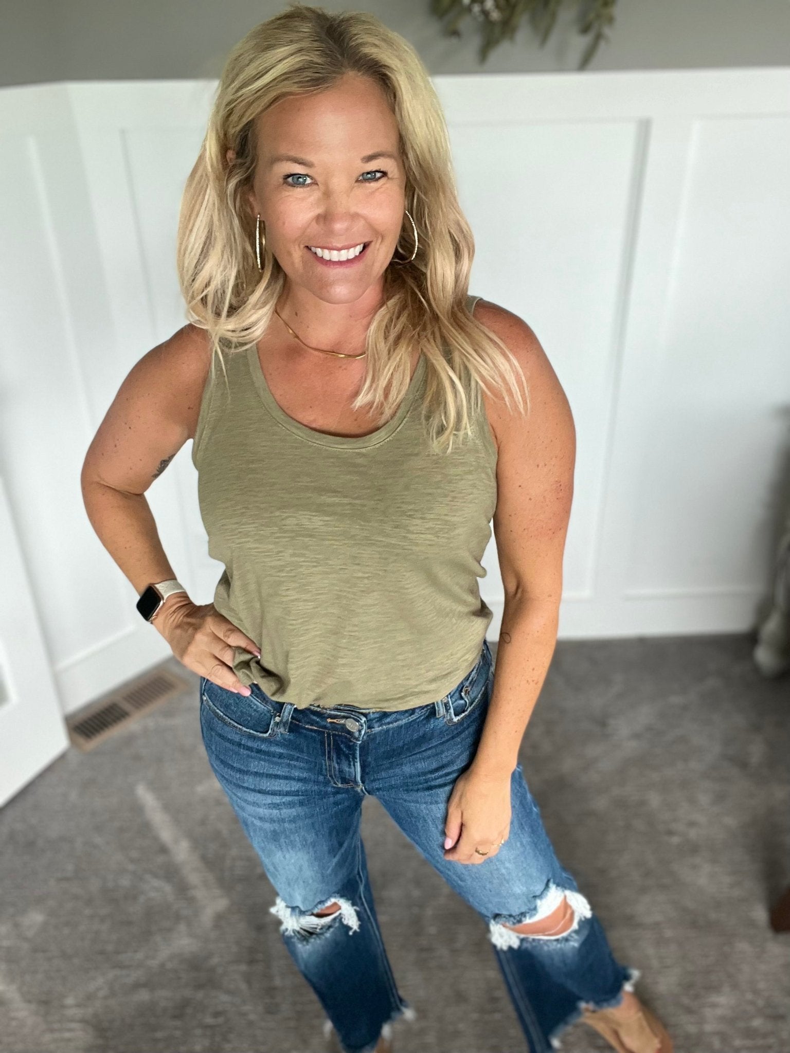 Textured Tank Top - Pine - A Bushel & A Peck