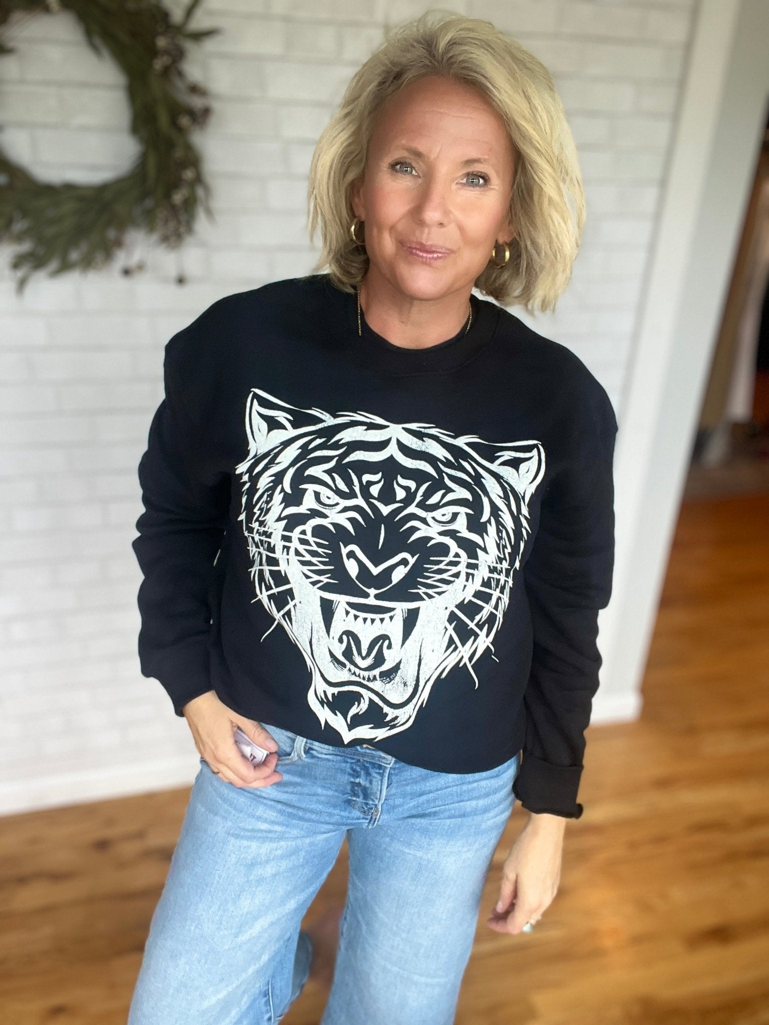 Tiger Graphic Sweatshirt - Black - A Bushel & A Peck