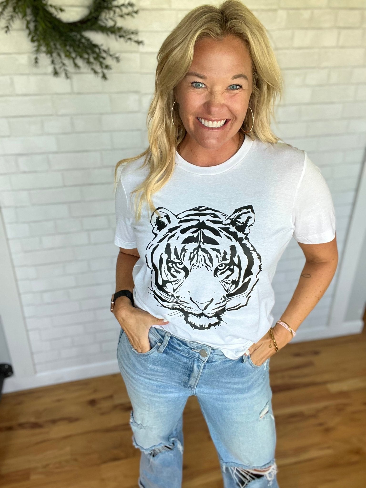 Tiger Graphic Tee - White - A Bushel & A Peck