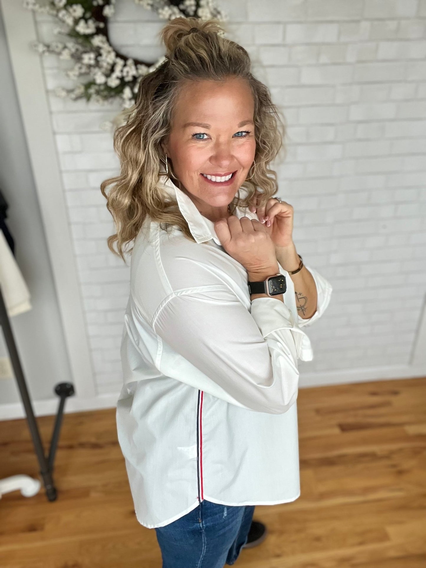 Tina Twill Button Down - White - A Bushel & A Peck