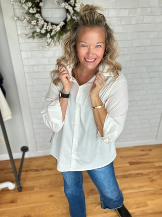 Tina Twill Button Down - White - A Bushel & A Peck