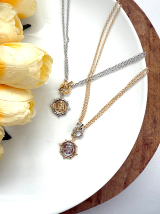 Two Tone Coin Necklace - A Bushel & A Peck
