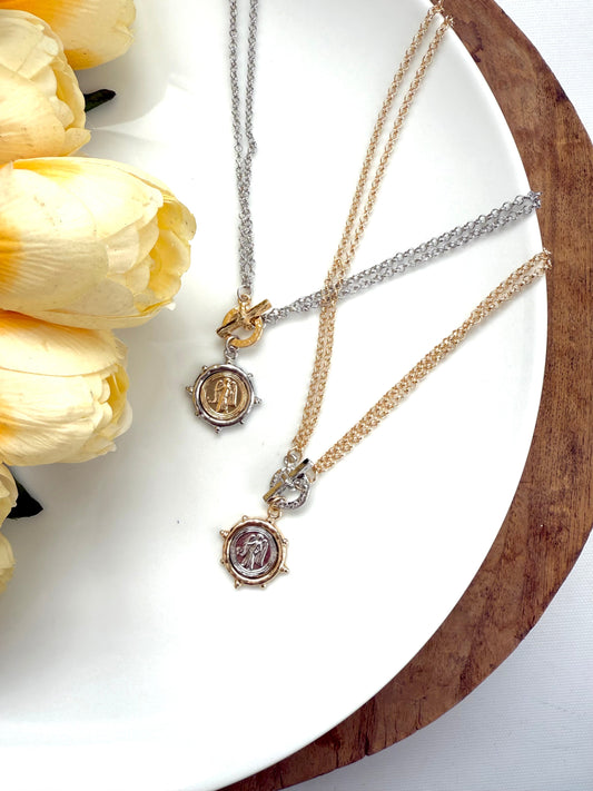 Two Tone Coin Necklace - A Bushel & A Peck