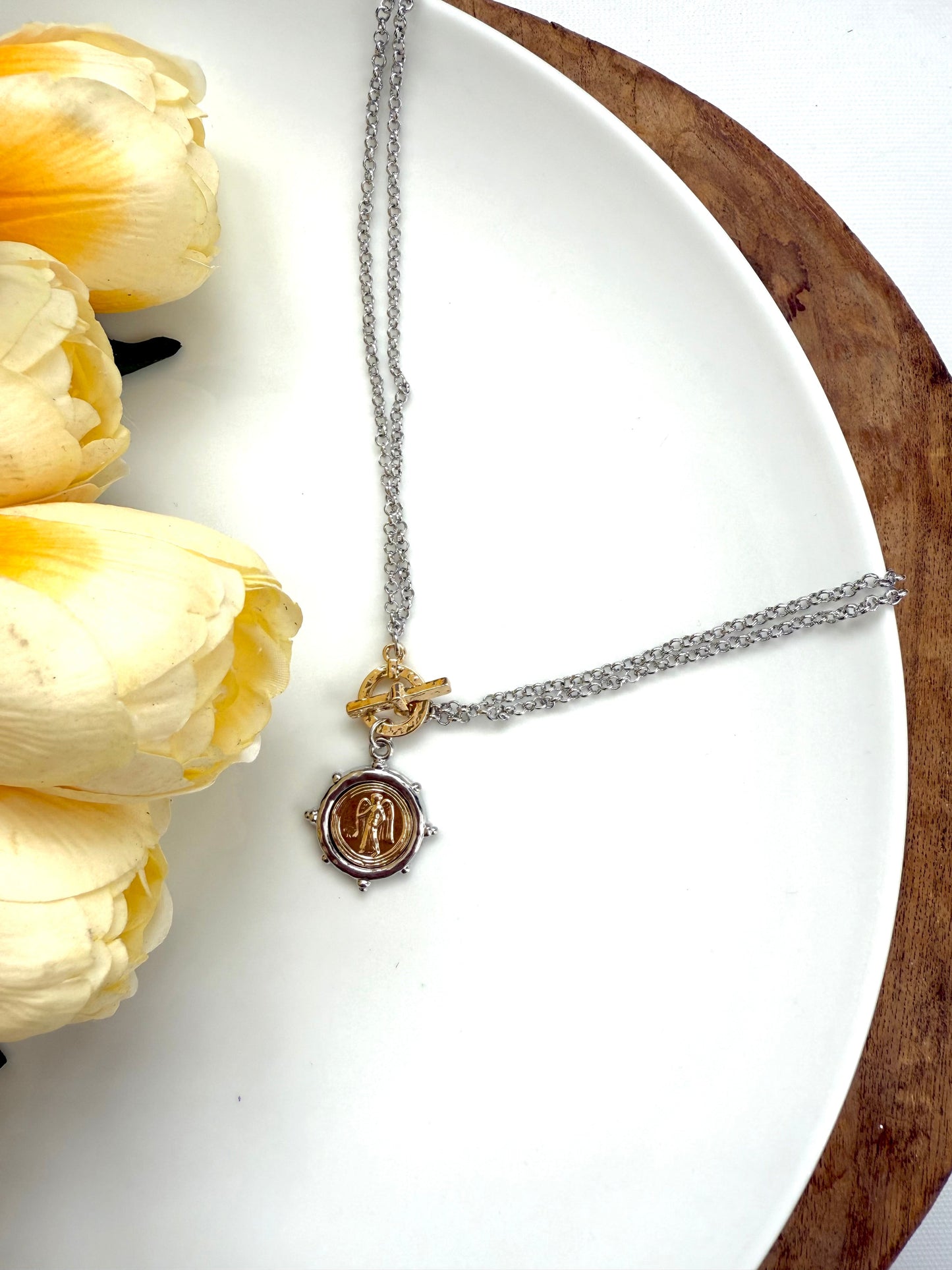 Two Tone Coin Necklace - A Bushel & A Peck