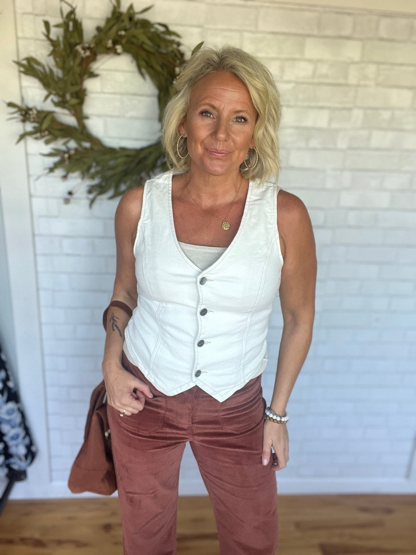 Val Button Down Vest - A Bushel & A Peck