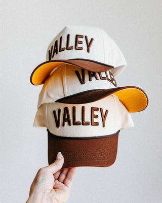 VALLEY Apple Valley MN Hat - Brown, Yellow, & Cream - A Bushel & A Peck