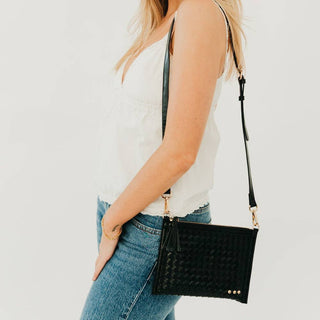 Veda Woven Crossbody and Clutch Bag: Black - A Bushel & A Peck