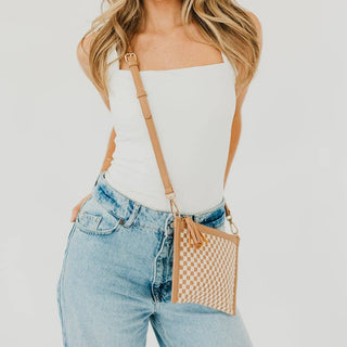 Veda Woven Crossbody and Clutch Bag: Brown - A Bushel & A Peck