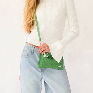 Veda Woven Crossbody and Clutch Bag: Brown - A Bushel & A Peck