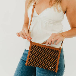 Veda Woven Crossbody and Clutch Bag: Brown - A Bushel & A Peck
