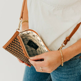 Veda Woven Crossbody and Clutch Bag: Taupe - A Bushel & A Peck
