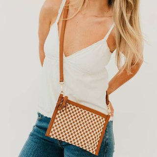 Veda Woven Crossbody and Clutch Bag: Taupe - A Bushel & A Peck