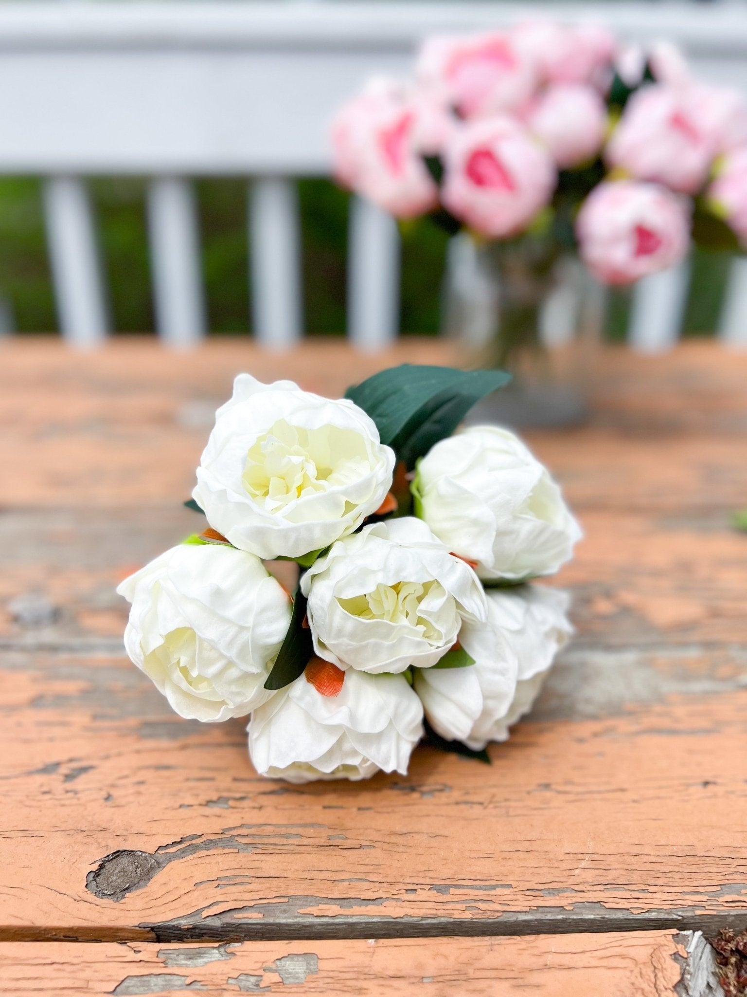 12 Inch Peony Bundle - White - A Bushel & A Peck