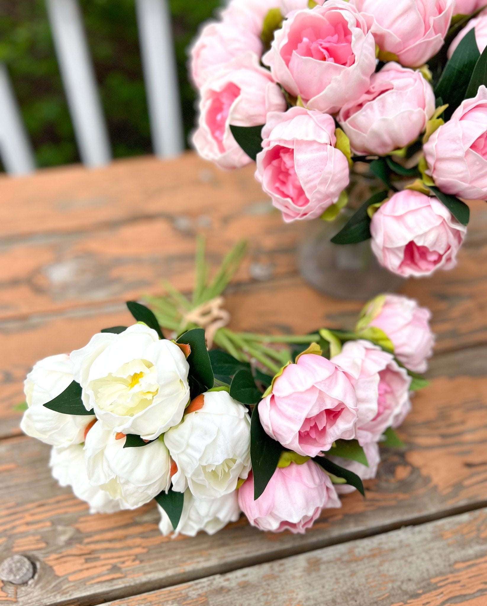 12 Inch Peony Bundle - White - A Bushel & A Peck