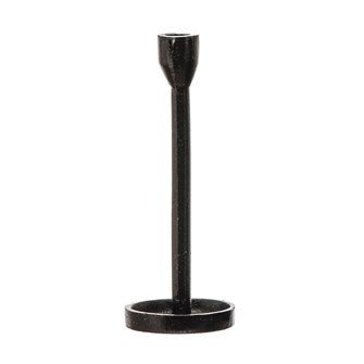 3 - 3/4" Round x 12 - 1/4"H Cast Iron Taper Holder, Black - A Bushel & A Peck