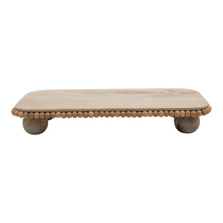 Decorative Mango Wood Pedestal with Beaded Edge - A Bushel & A Peck
