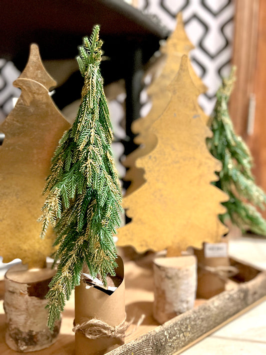 Gold Glitter Tree Kraft Pot