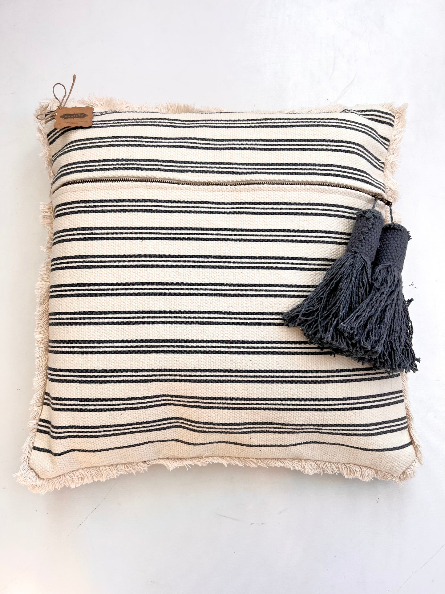 Square Stripe Tassel Pillow