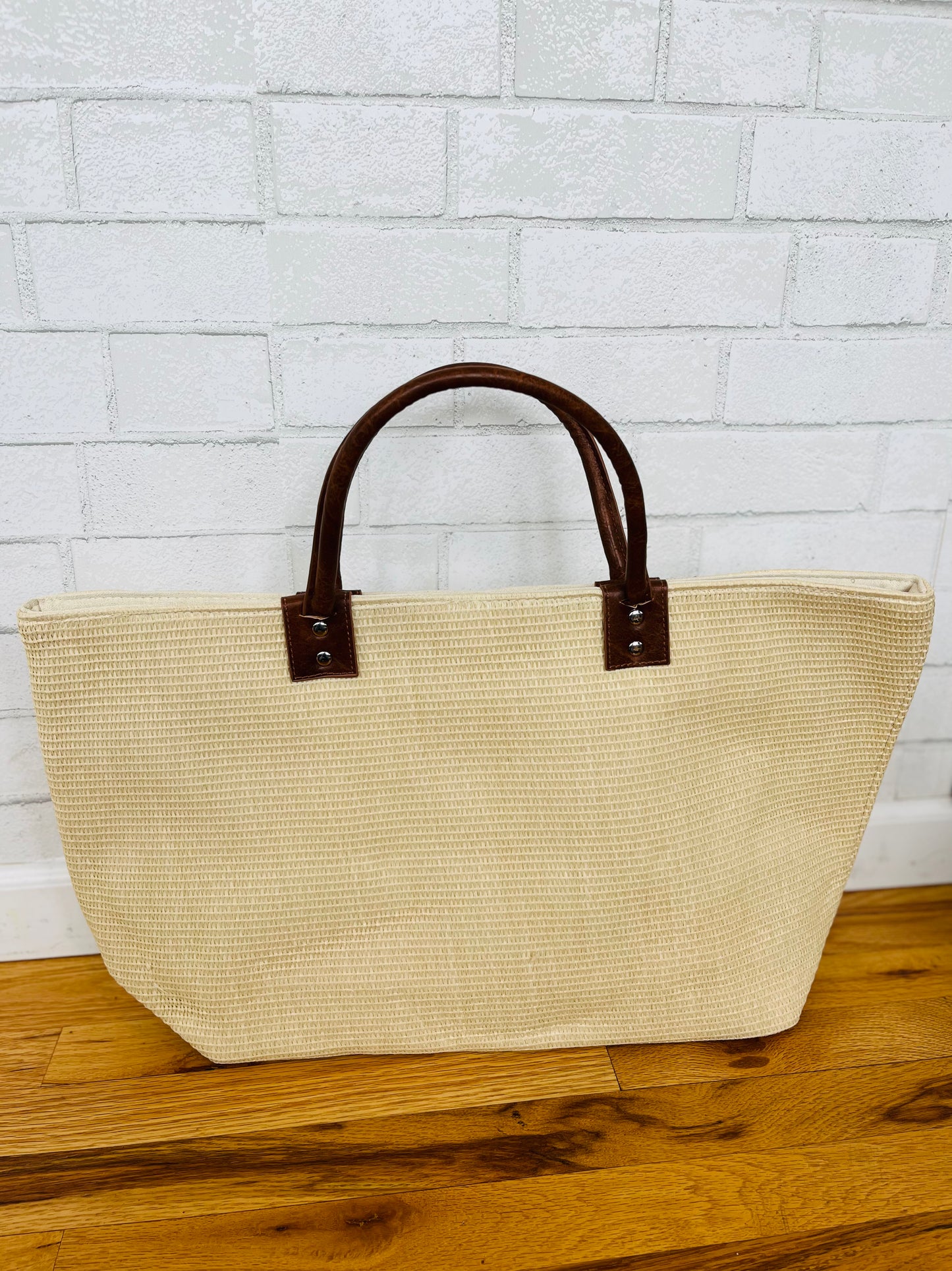 Hazel Straw Tote - Off White