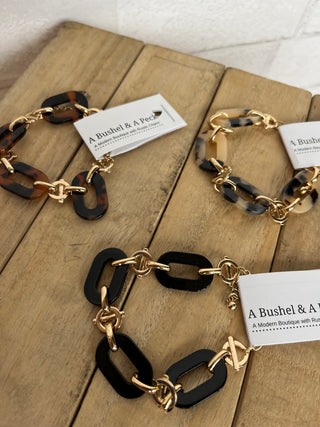 Acrylic and Gold Chain Bracelet