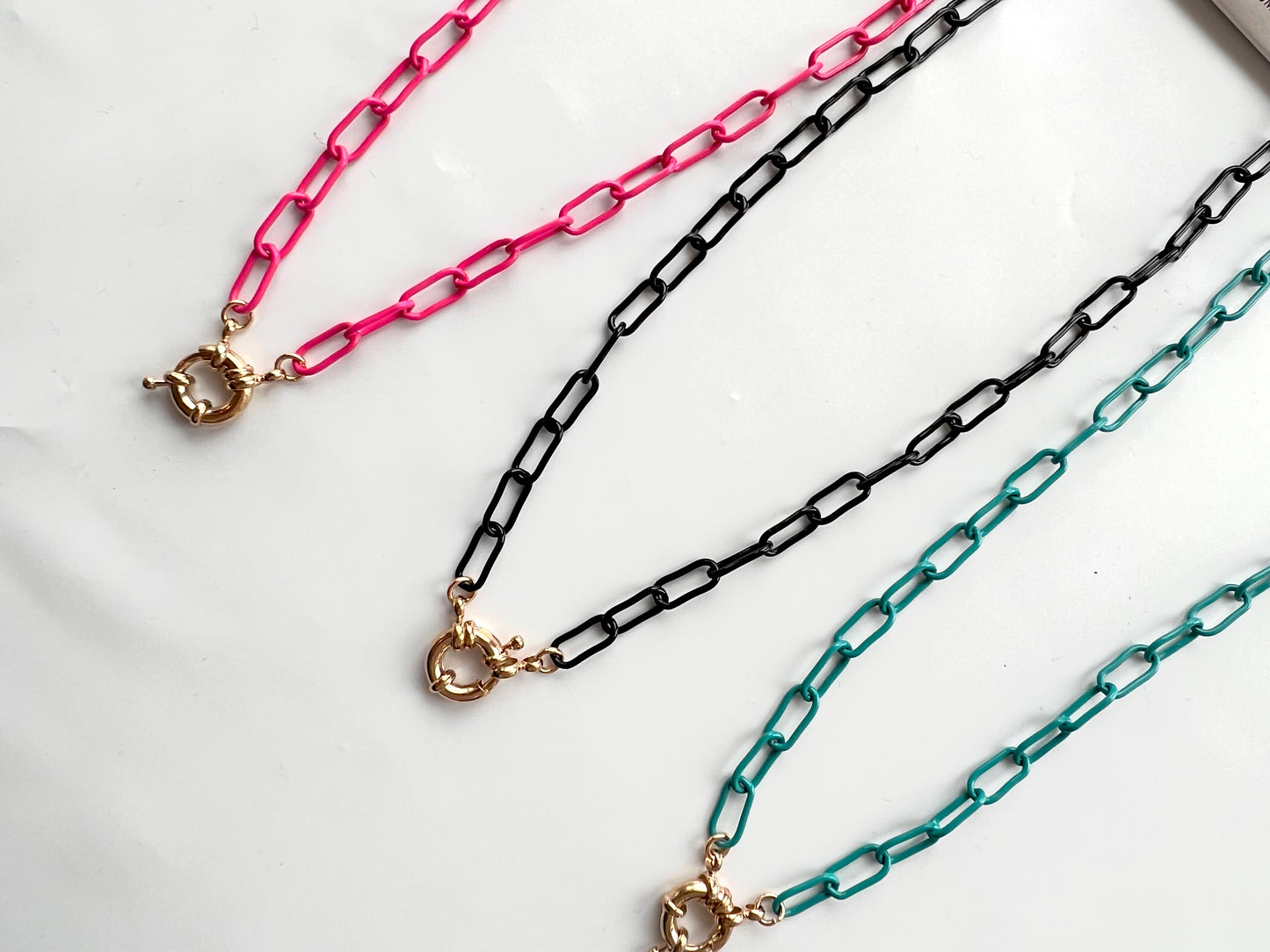 Coated Metal Chain Necklace