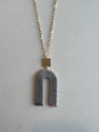 U Shape Lattice Necklace - Grey - A Bushel & A Peck