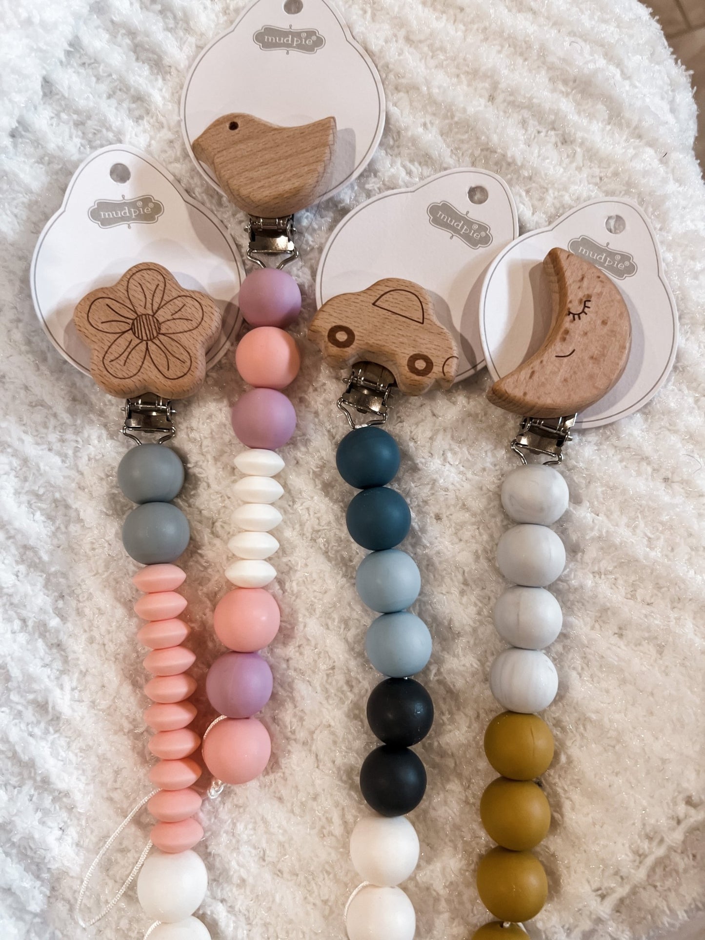Wood and Silicone Pacy Clip - A Bushel & A Peck
